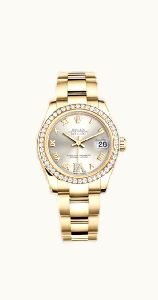 Rolex Datejust 31 Yellow Gold Diamond / Oyster / Silver Roman