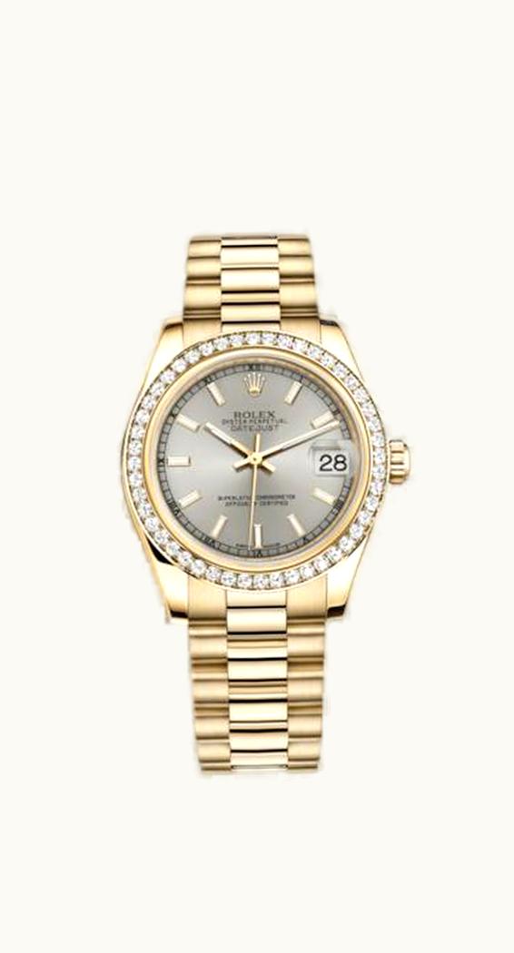 Rolex Datejust 31 Yellow Gold Diamond / President / Silver