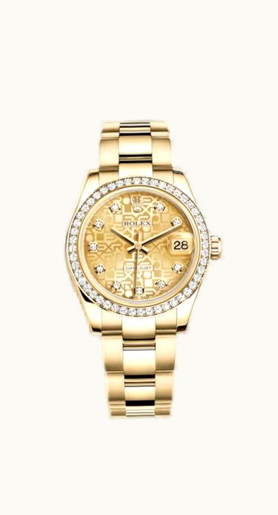 Rolex Datejust 31 Yellow Gold Diamond / Oyster / Champagne Computer