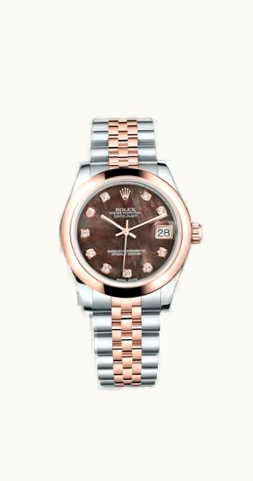 Rolex Datejust 31 Rolesor Everose Domed / Jubilee / Black MOP