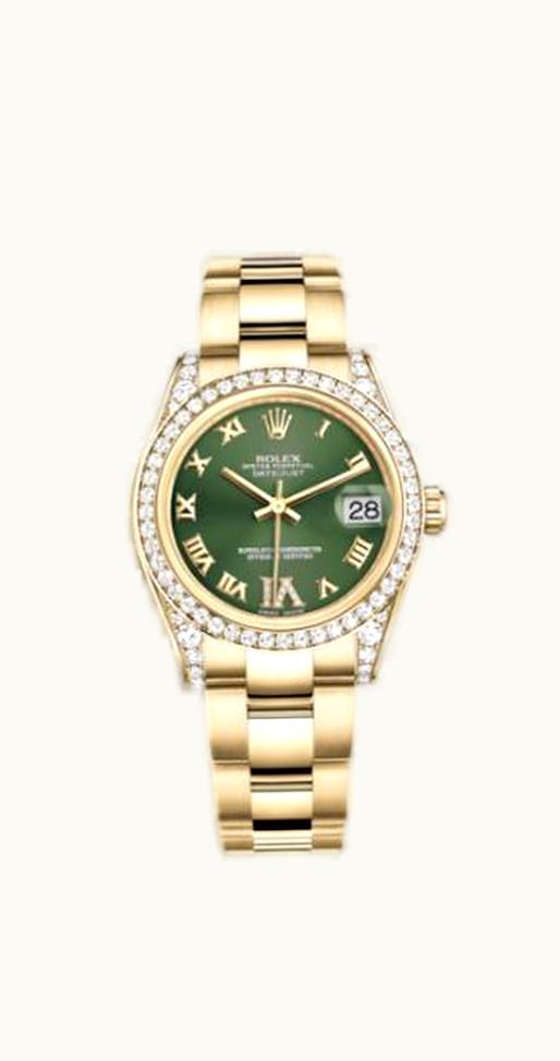 Rolex Datejust 31 Yellow Gold Diamond / Oyster / Olive Roman