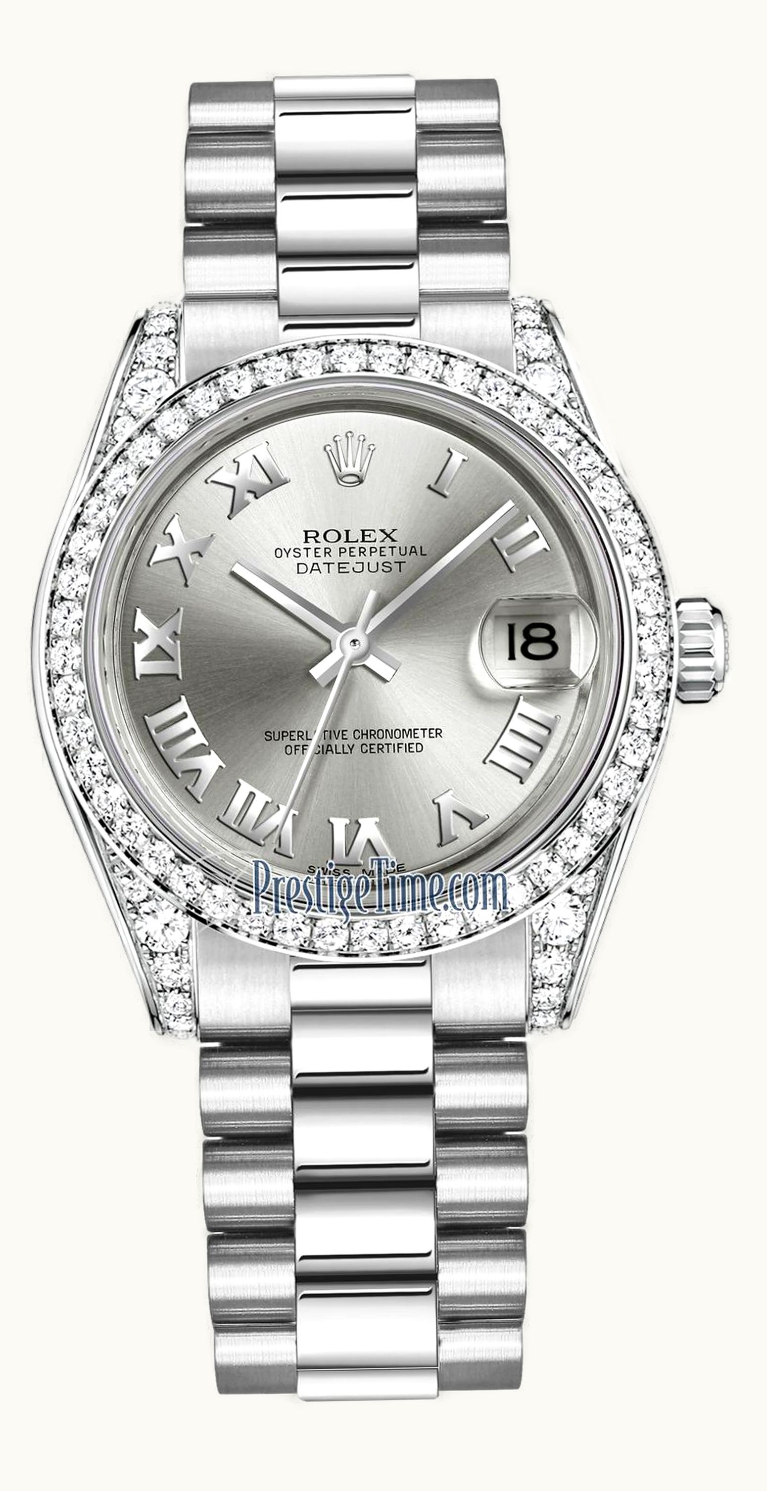 Rolex Datejust 31 White Gold Diamond / President / Bronze Roman