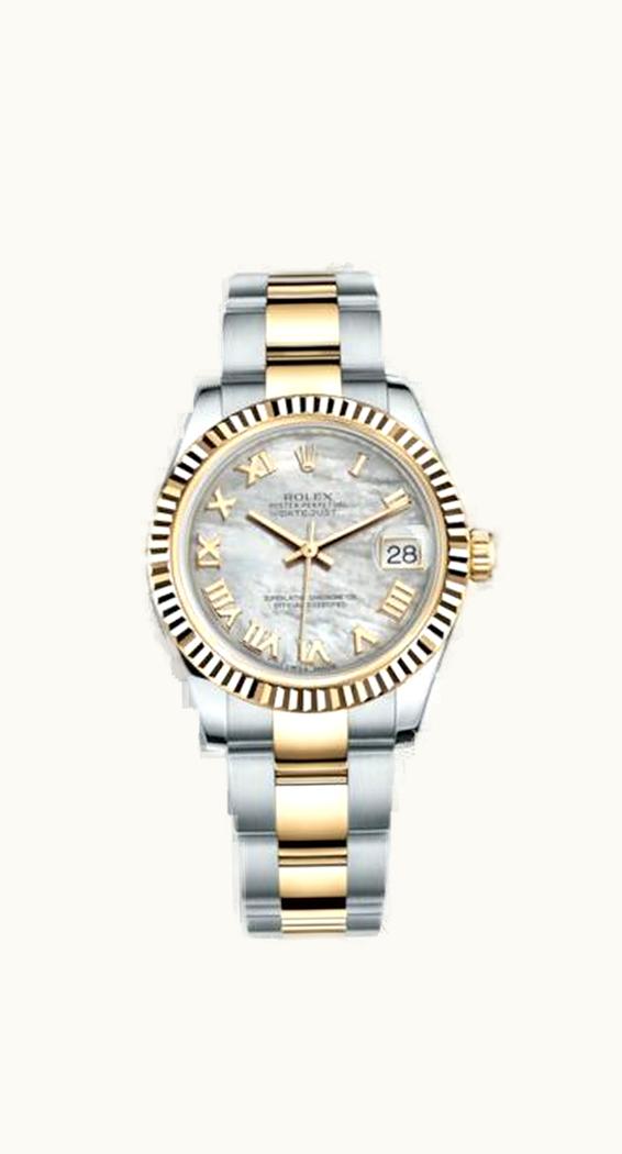 Rolex Datejust 31 Rolesor Yellow Fluted / Oyster / MOP Roman