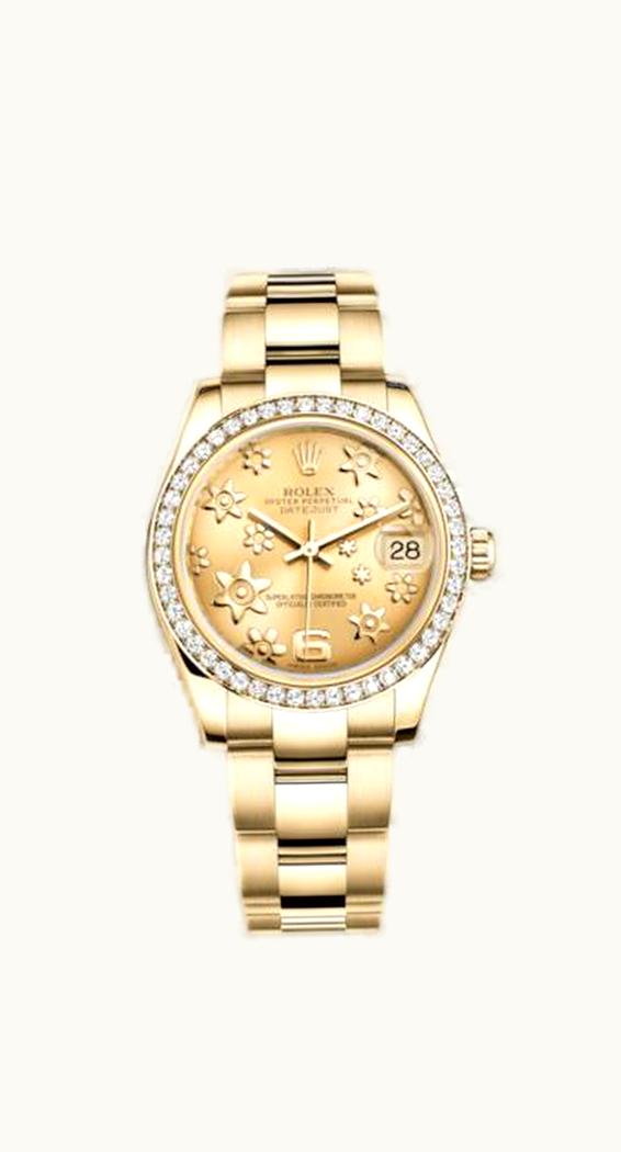 Rolex Datejust 31 Yellow Gold Diamond / Oyster / Champagne Floral