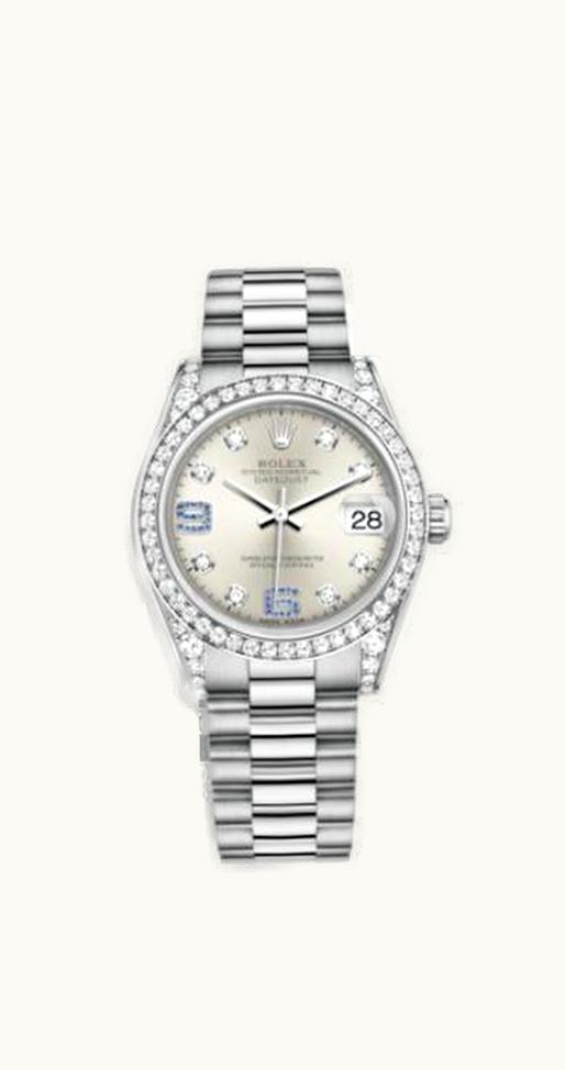 Rolex Datejust 31 White Gold Diamond / President / Silver Diamond