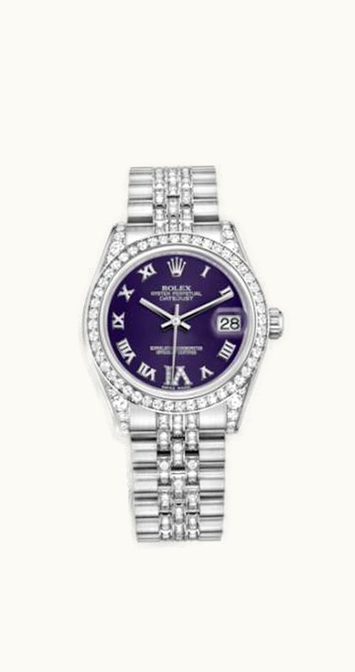 Rolex Datejust 31 White Gold Diamond / Jubilee Diamond / Purple Roman