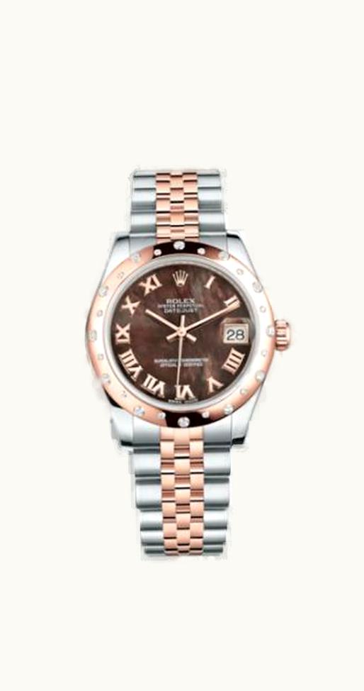 Rolex Datejust 31 Rolesor Everose Domed Diamond / Jubilee / Black MOP Roman