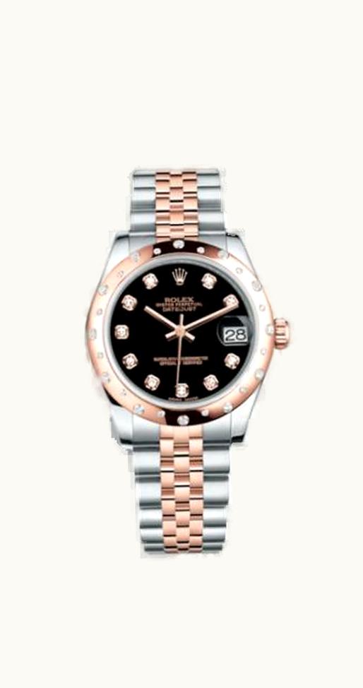 Rolex Datejust 31 Rolesor Everose Domed Diamond / Jubilee / Black Diamond