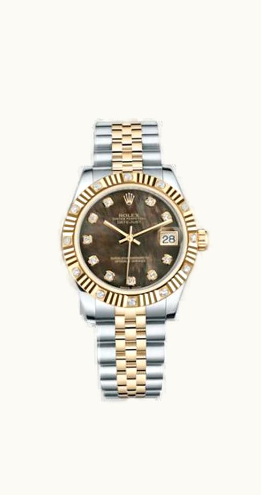 Rolex Datejust 31 Rolesor Yellow Fluted Diamond / Jubilee / Black MOP