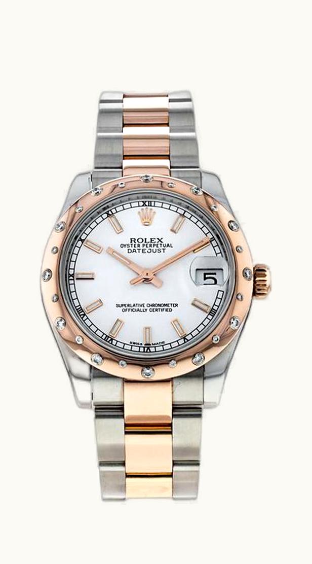 Rolex Datejust 31 Rolesor Everose Domed Diamond / Oyster / Silver Diamond