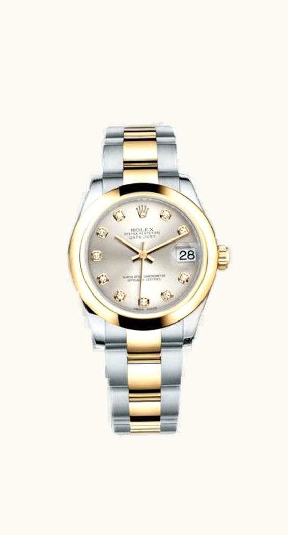 Rolex Datejust 31 Rolesor Yellow Domed / Oyster / Silver Diamond