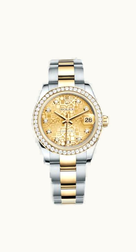 Rolex Datejust 31 Rolesor Yellow Diamond / Oyster / Champagne Computer