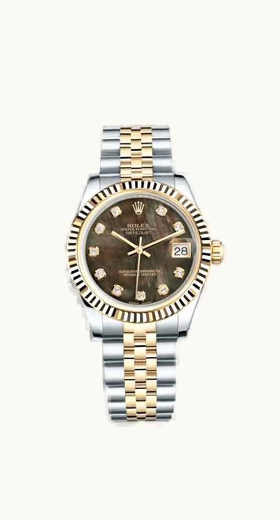 Rolex Datejust 31 Rolesor Yellow Fluted / Jubilee / Black MOP