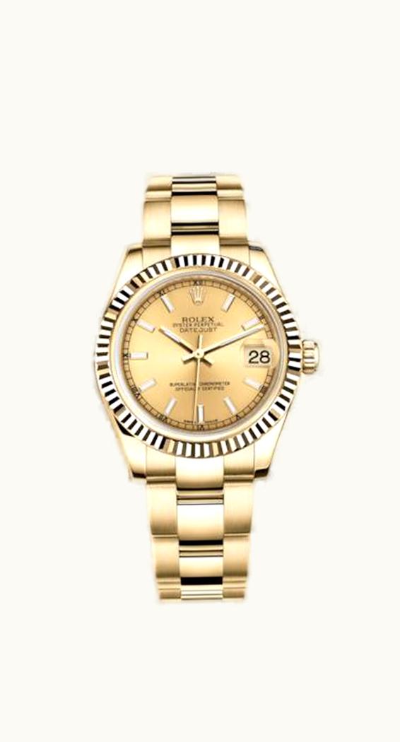 Rolex Datejust 31 Yellow Gold Fluted / Oyster / Champagne