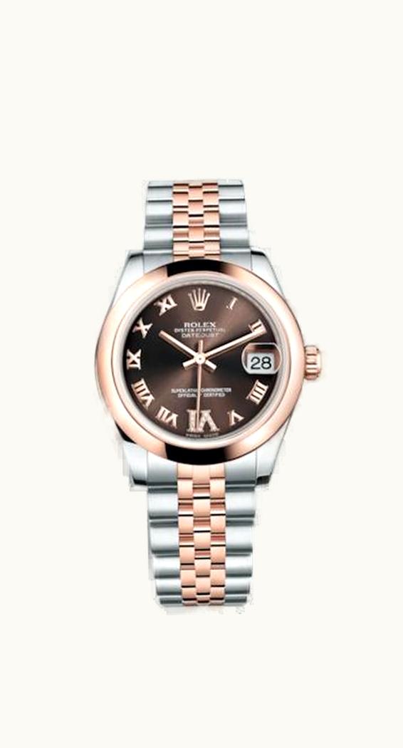 Rolex Datejust 31 Rolesor Everose Domed / Jubilee / Chocolate Roman
