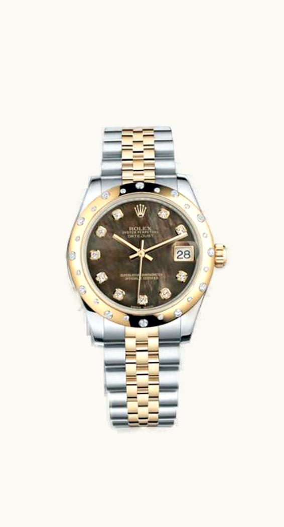 Rolex Datejust 31 Rolesor Yellow Domed Diamond / Jubilee / Black MOP