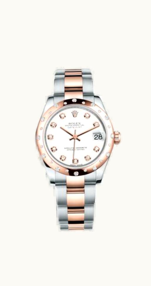 Rolex Datejust 31 Rolesor Everose Domed Diamond / Oyster / Silver Computer
