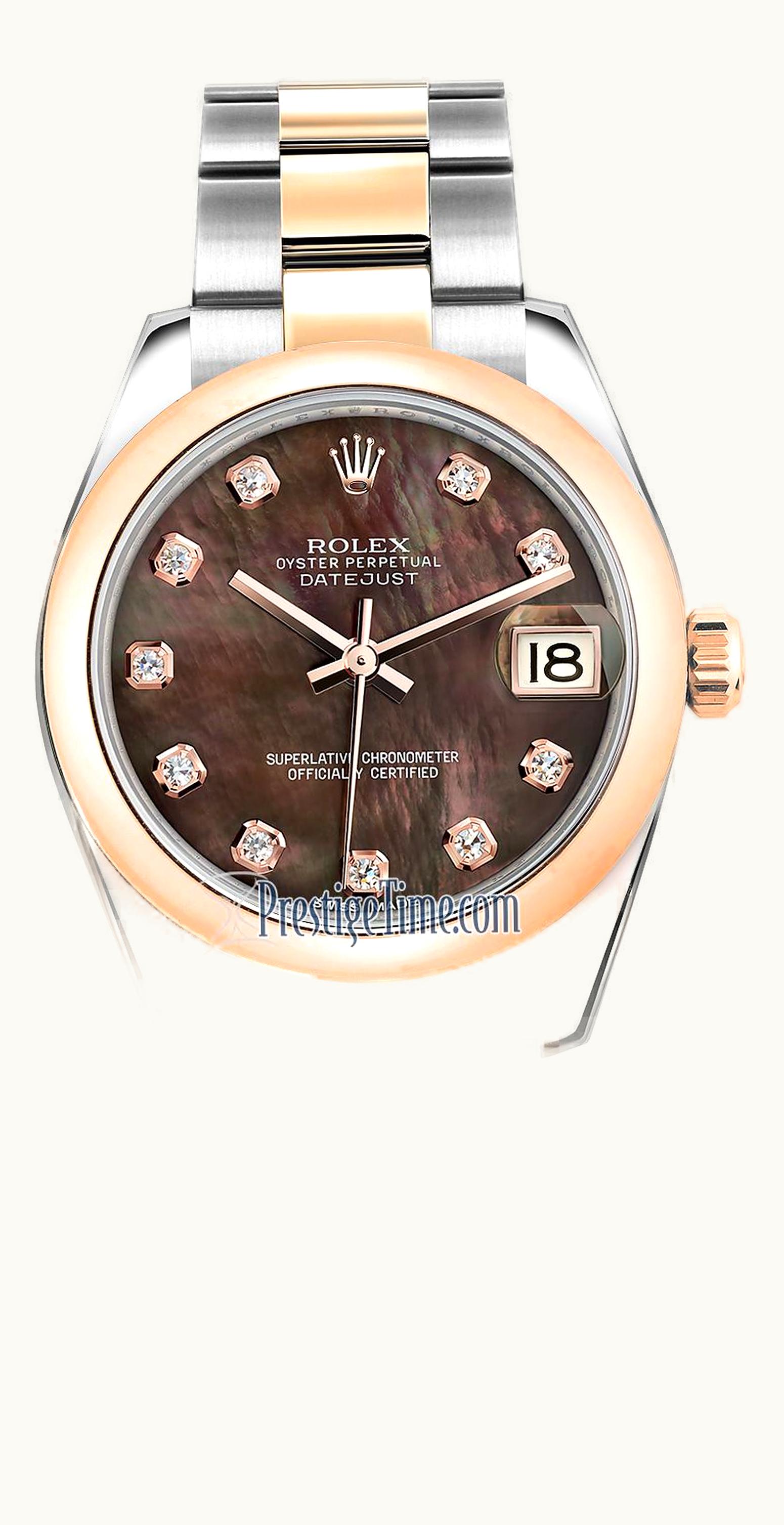 Rolex Datejust 31 Rolesor Everose Domed / Oyster / Chocolate Roman