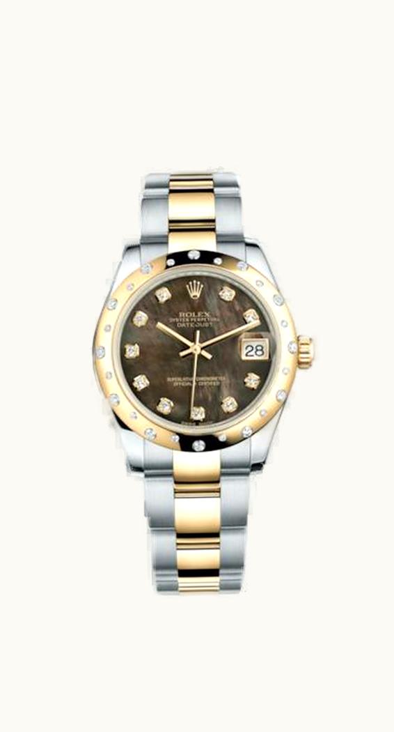 Rolex Datejust 31 Rolesor Yellow Domed Diamond / Oyster / Black MOP
