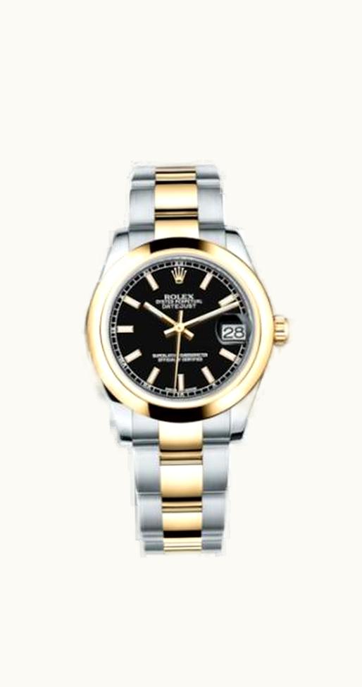 Rolex Datejust 31 Rolesor Yellow Domed / Oyster / Black