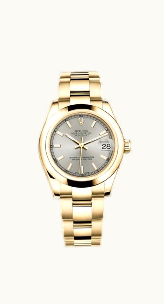 Rolex Datejust 31 Yellow Gold Domed / Oyster / Silver