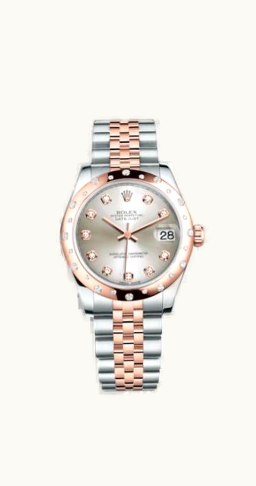 Rolex Datejust 31 Rolesor Everose Domed Diamond / Jubilee / Silver Diamond