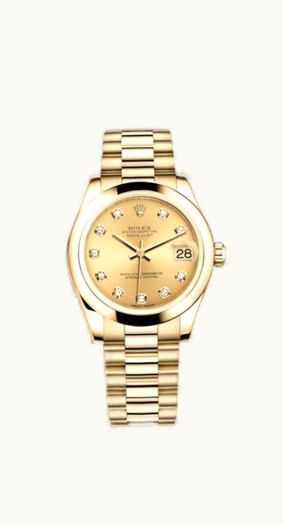 Rolex Datejust 31 Yellow Gold Domed / President / Champagne Diamond