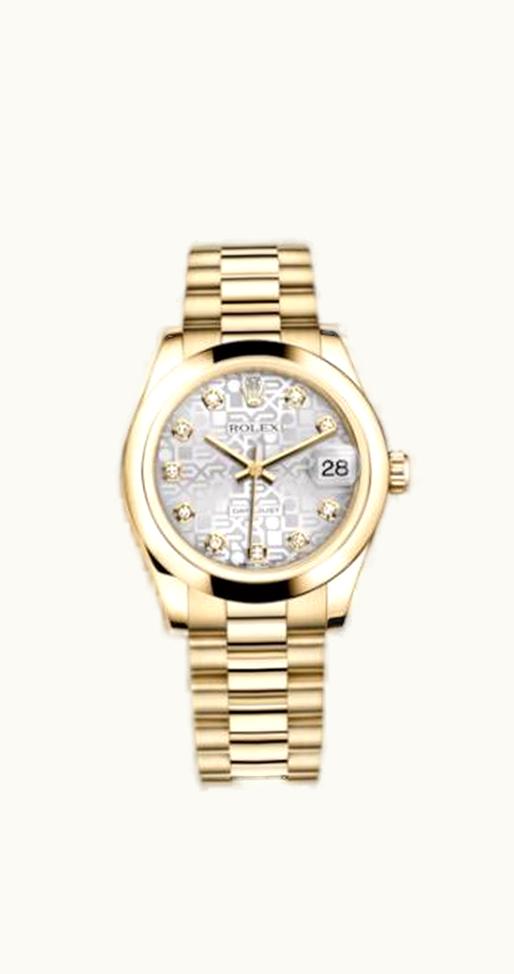 Rolex Datejust 31 Yellow Gold Domed / President / Silver Computer