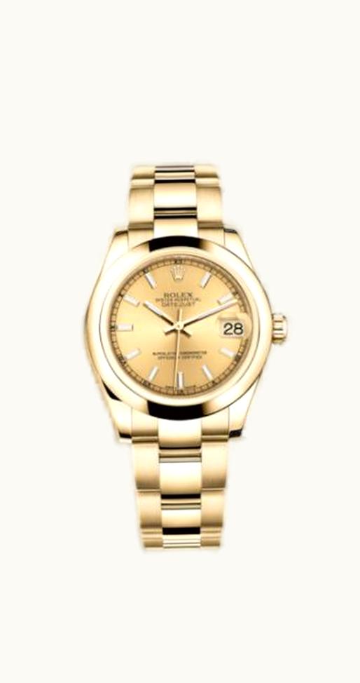 Rolex Datejust 31 Yellow Gold Domed / Oyster / Champagne