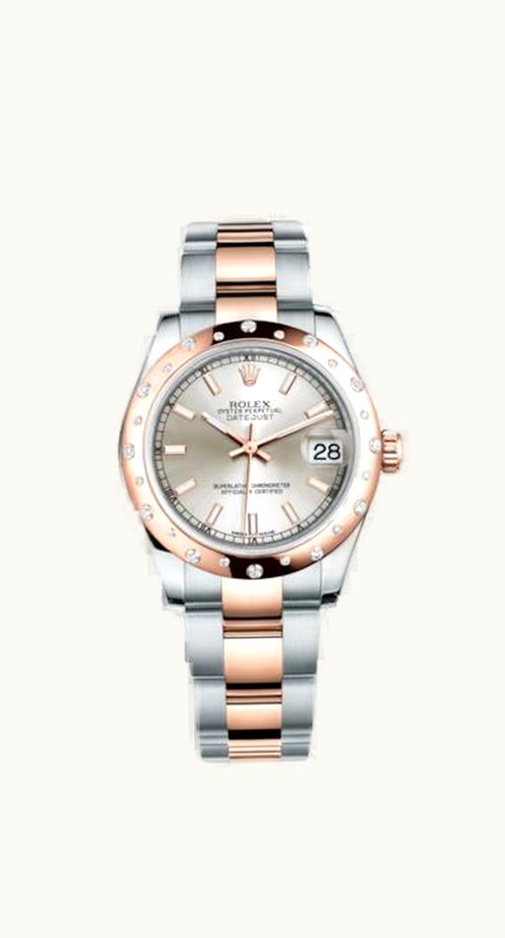 Rolex Datejust 31 Rolesor Everose Domed Diamond / Oyster / Silver