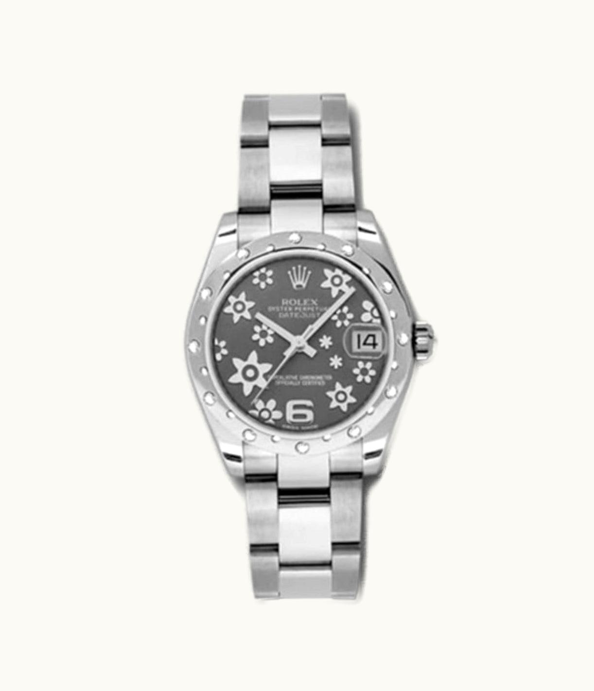Rolex Datejust 31 Stainless Steel Domed Diamond / Oyster / Dark Rhodium Floral