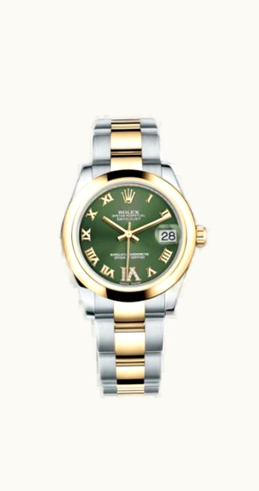 Rolex Datejust 31 Rolesor Yellow Domed / Oyster / Olive Roman