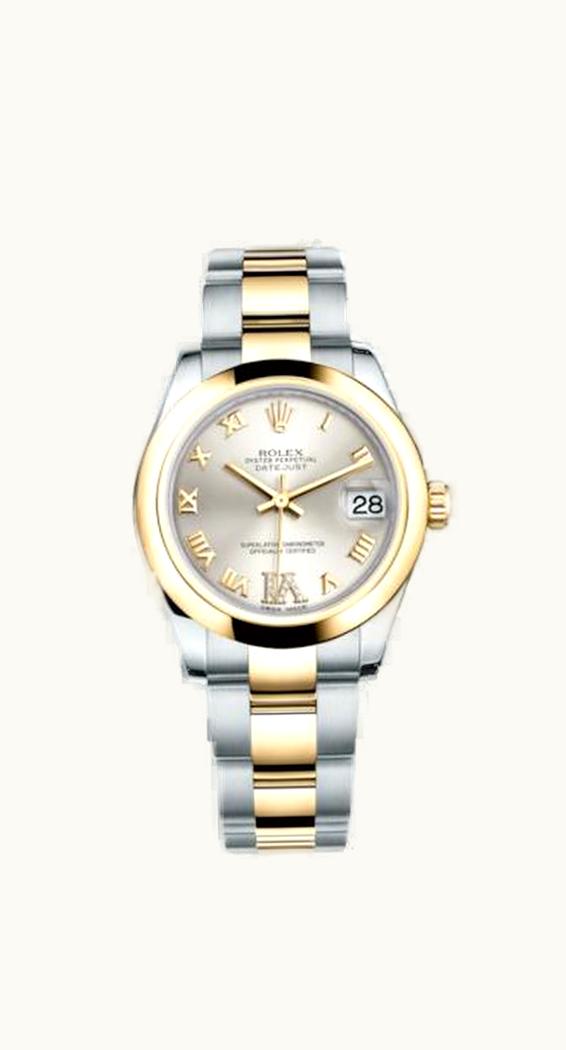 Rolex Datejust 31 Rolesor Yellow Domed / Oyster / Silver Roman