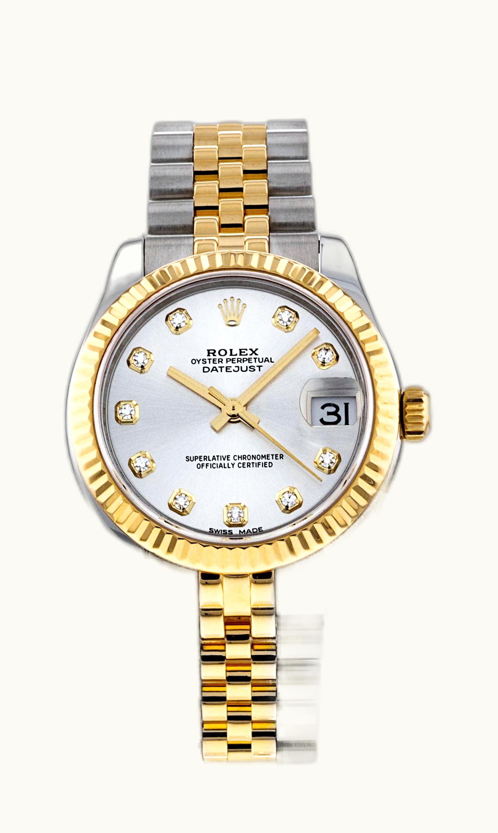 Rolex Datejust 31 Rolesor Yellow Fluted / Oyster / Champagne Floral