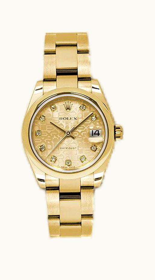 Rolex Datejust 31 Yellow Gold Domed / Oyster / Champagne Diamond