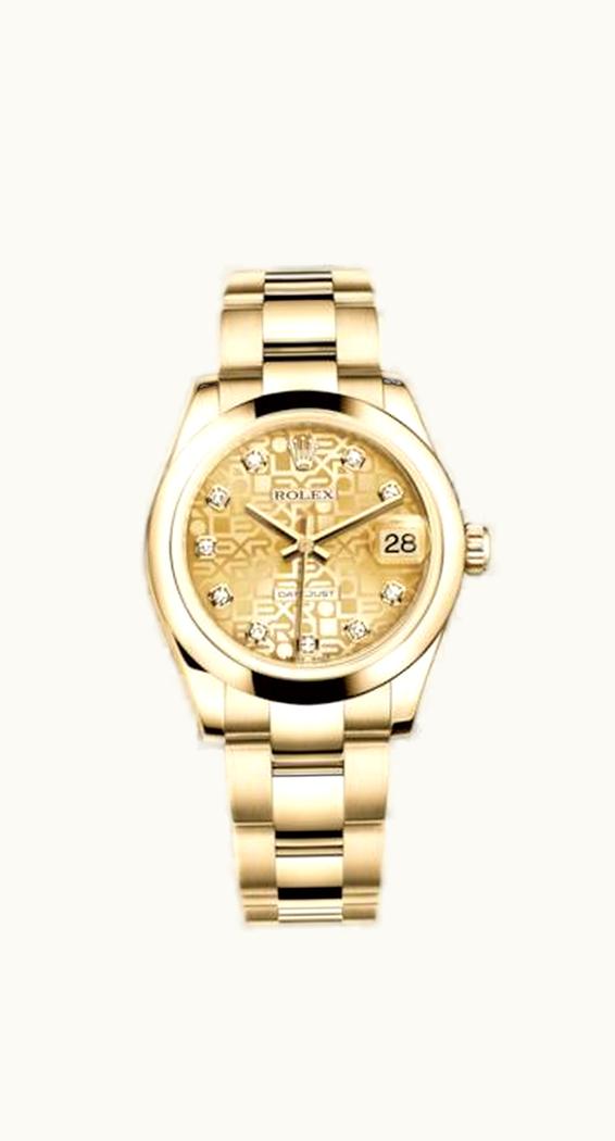 Rolex Datejust 31 Yellow Gold Domed / Oyster / Champagne Computer