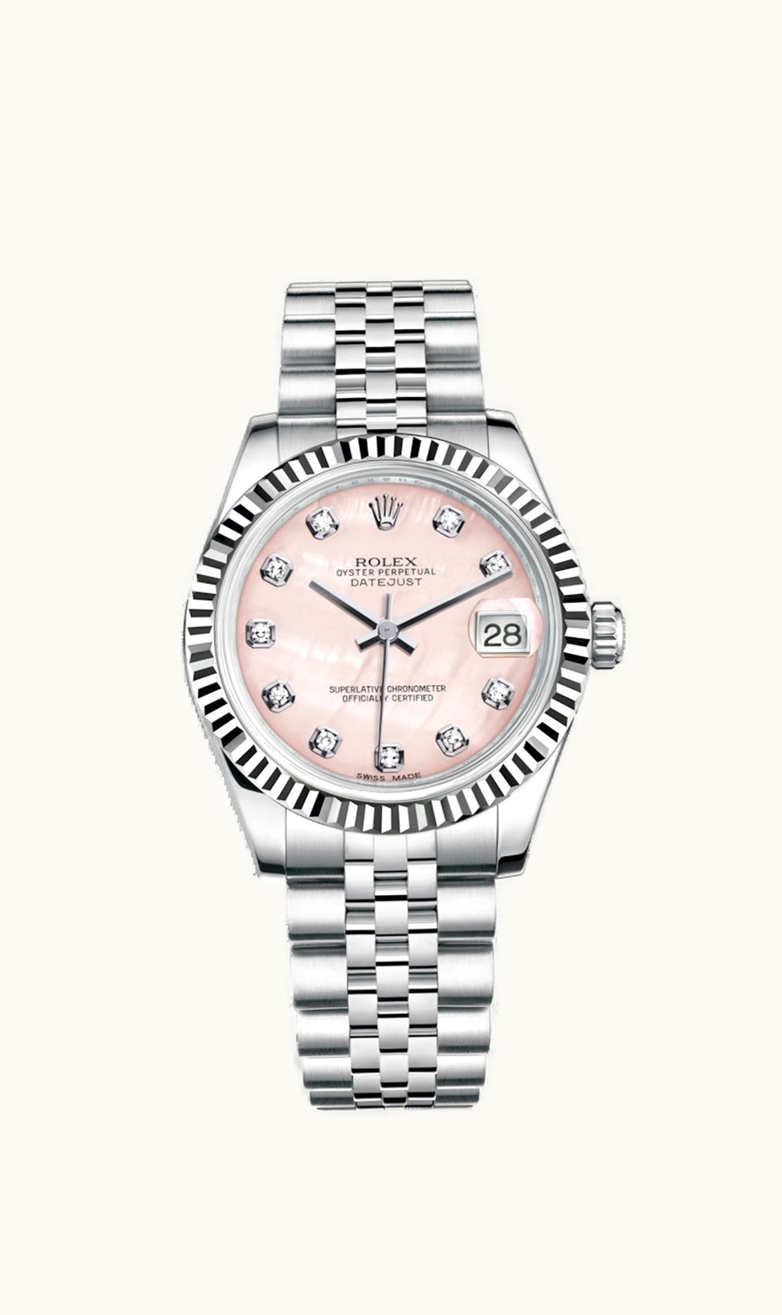 Rolex Datejust 31 Stainless Steel Fluted / Jubilee / Pink MOP Diamond
