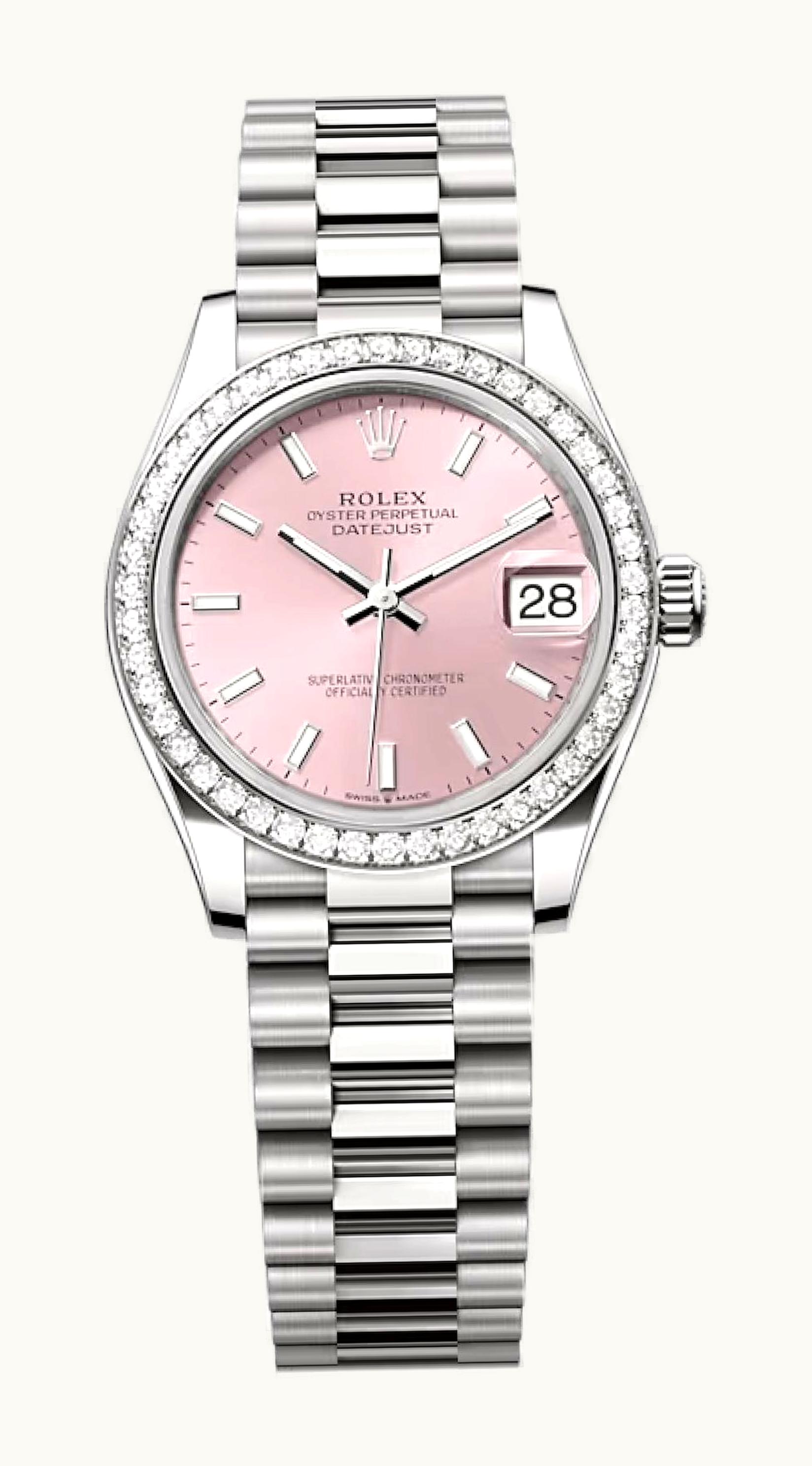 Rolex Datejust 31 White Gold Diamond / Pink