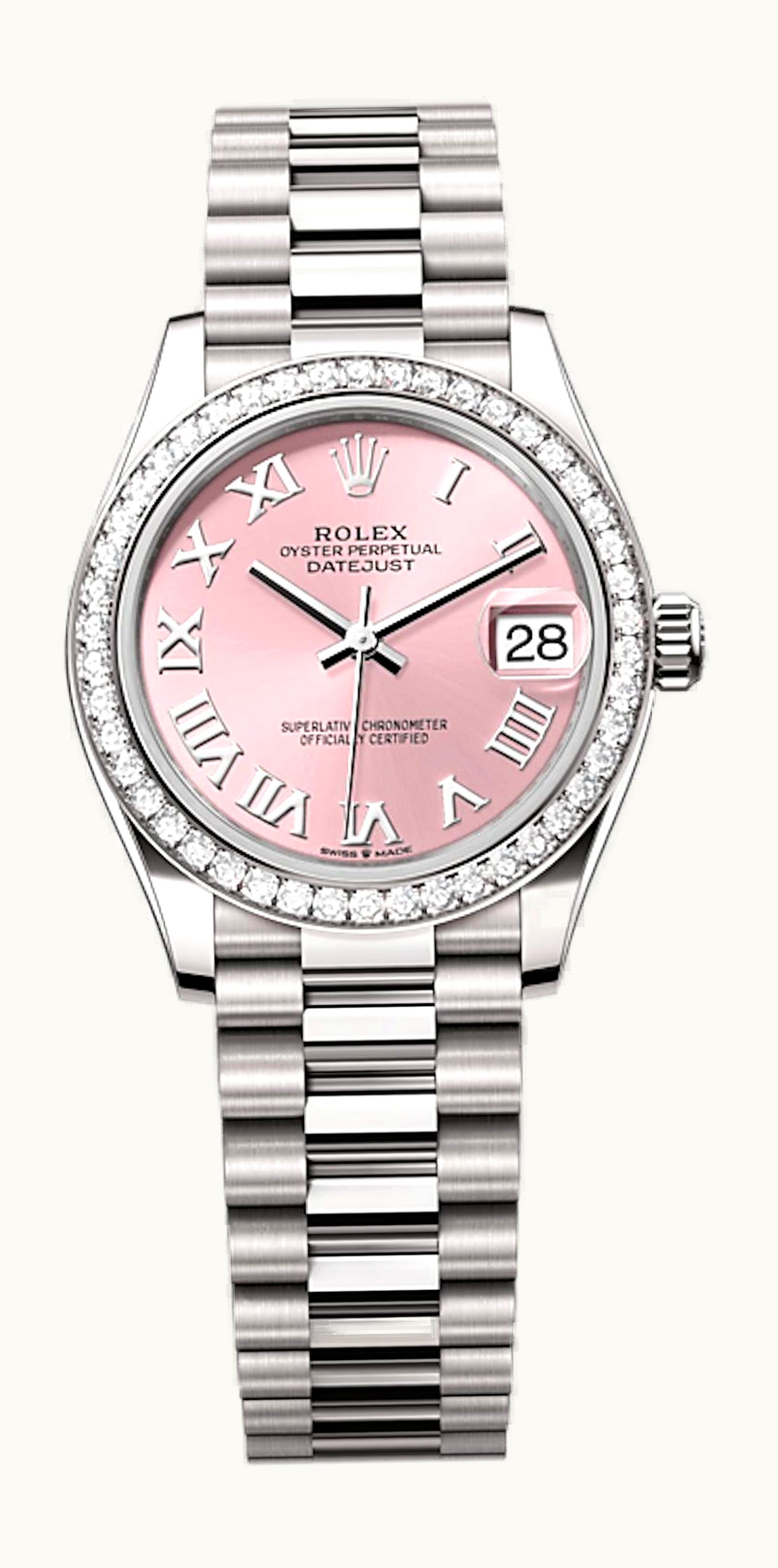 Rolex Datejust 31 White Gold Diamond / Pink - Roman