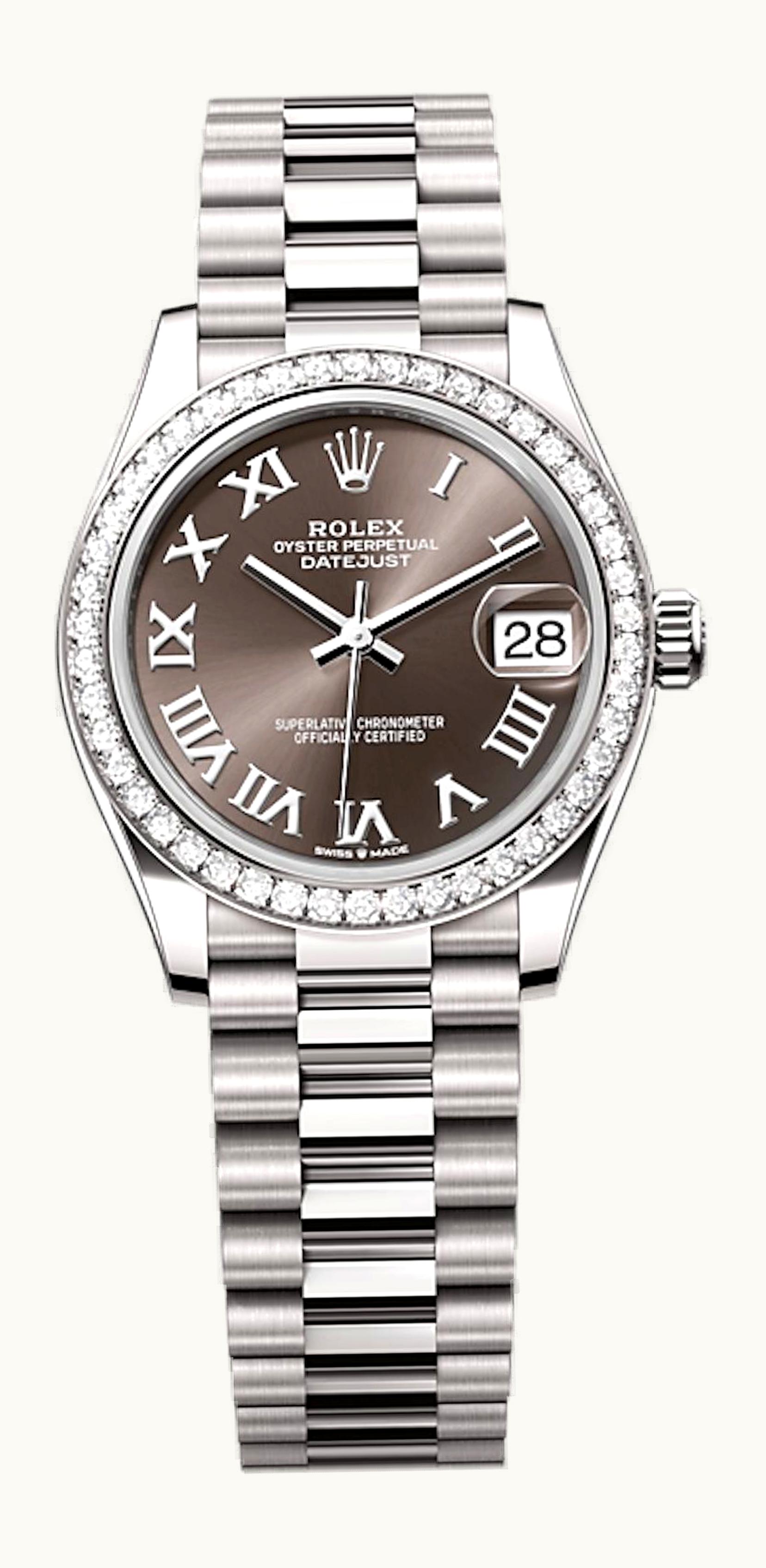 Rolex Datejust 31 White Gold Diamond / Grey - Roman