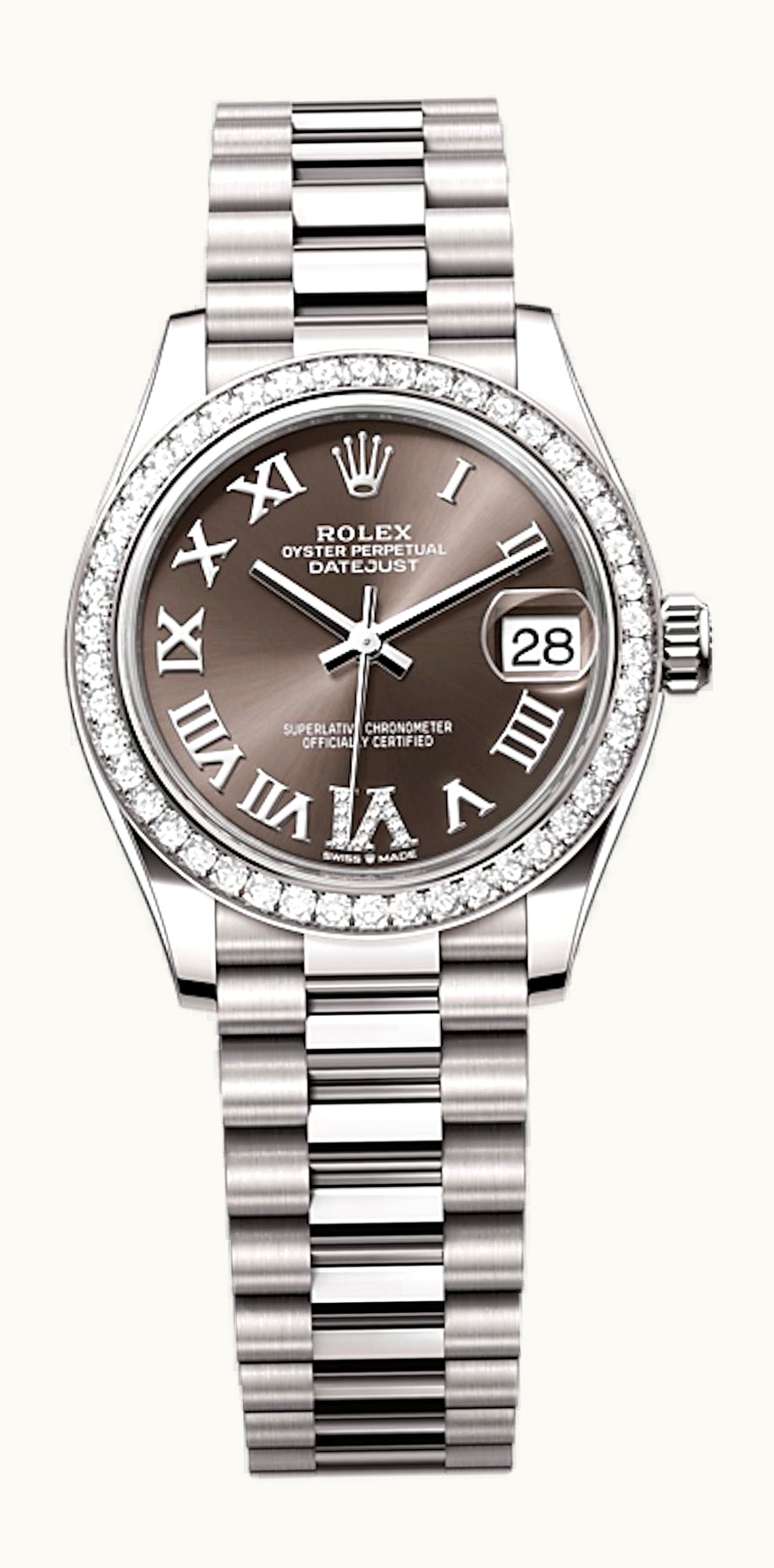 Rolex Datejust 31 White Gold Diamond / Grey - Roman