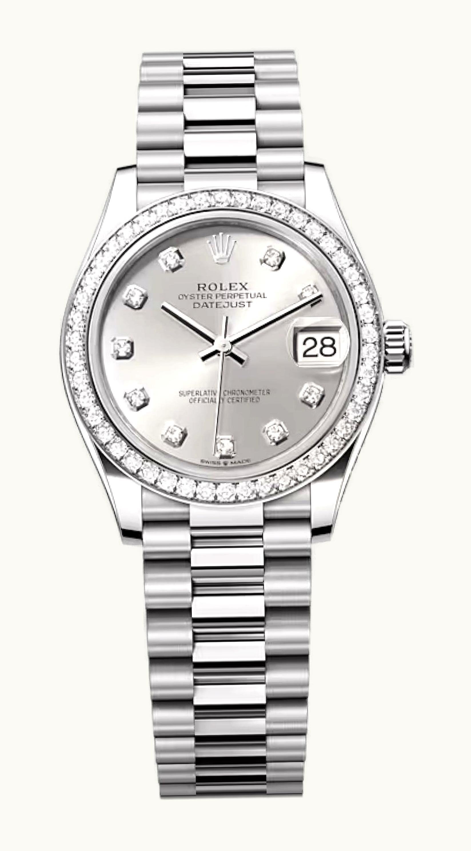 Rolex Datejust 31 White Gold Diamond / Silver - Diamond
