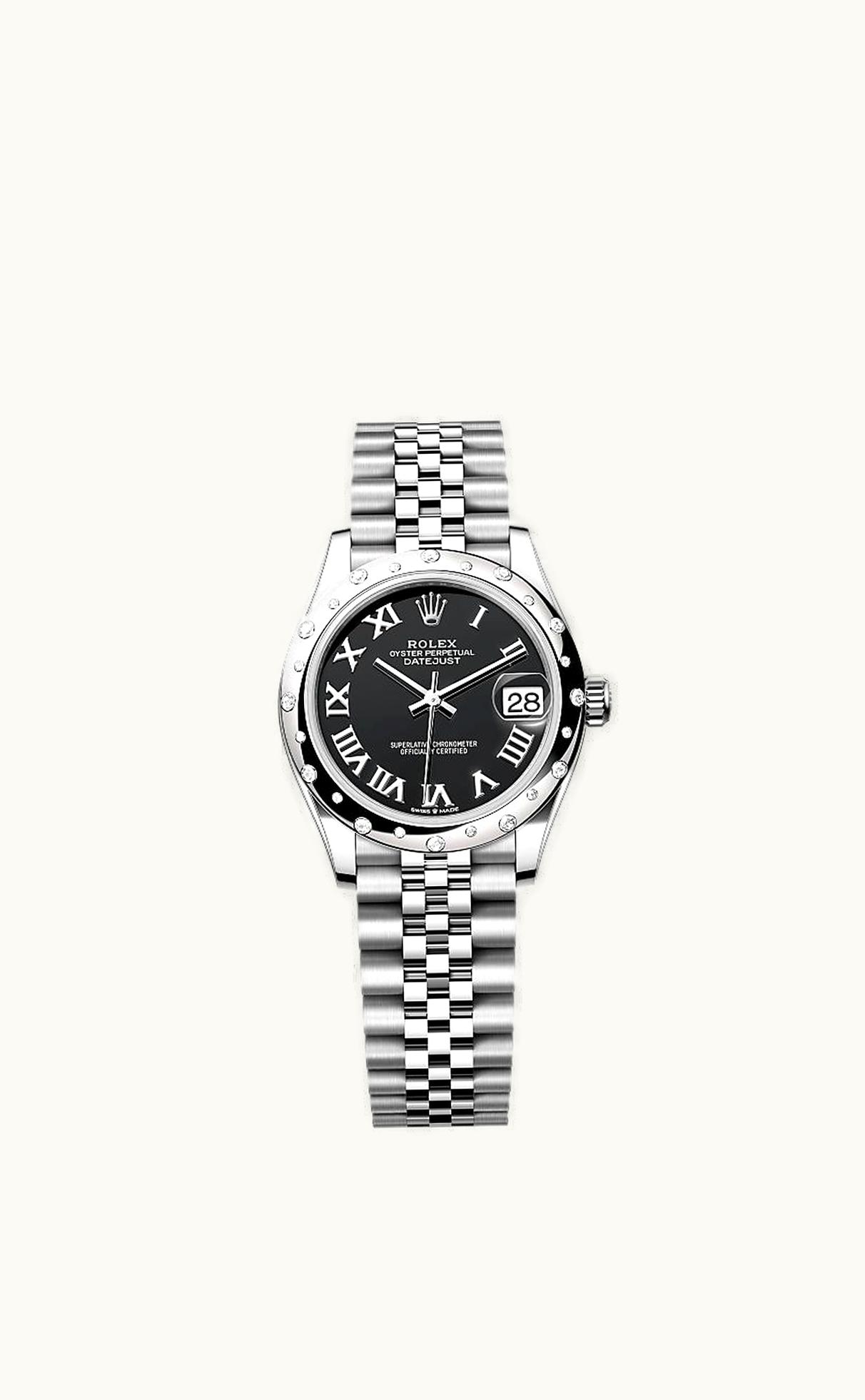 Rolex Datejust 31 Stainless Steel Domed Diamond / Jubilee / Black - Roman