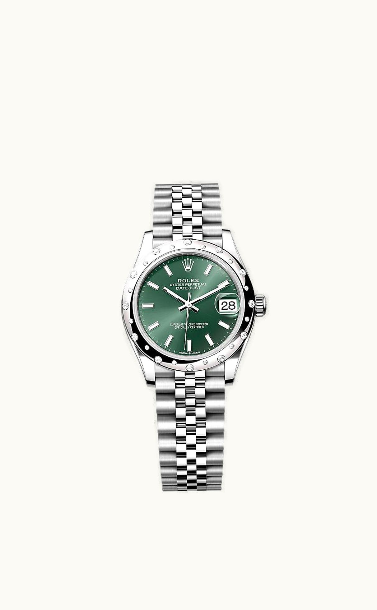 Rolex Datejust 31 Stainless Steel Domed Diamond / Jubilee / Green