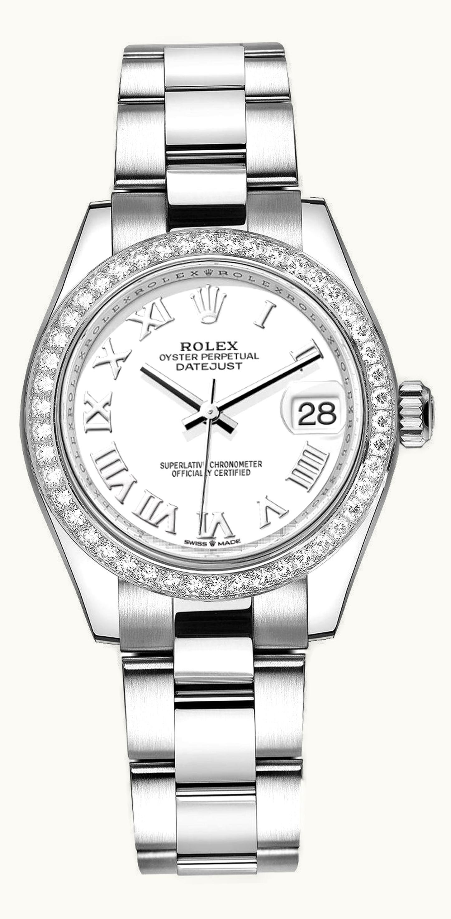 Rolex Datejust 31 Stainless Steel Diamond / Oyster / White - Roman