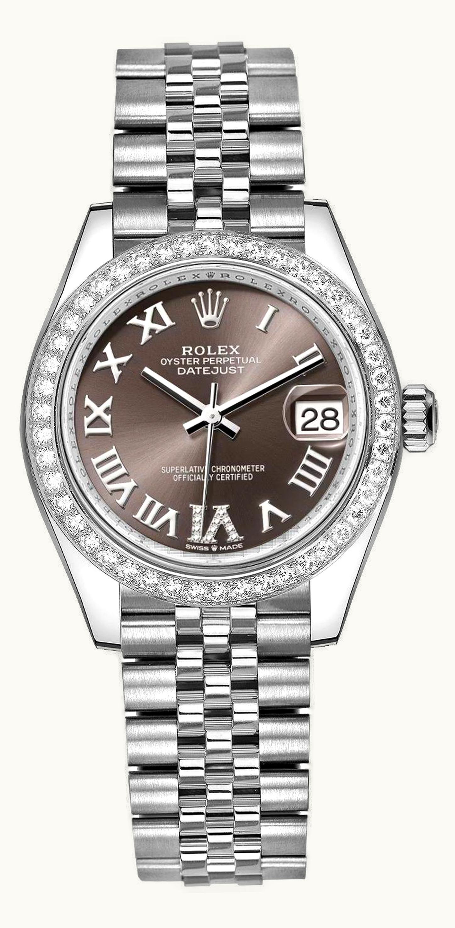 Rolex Datejust 31 Stainless Steel Diamond / Oyster / Grey - Roman