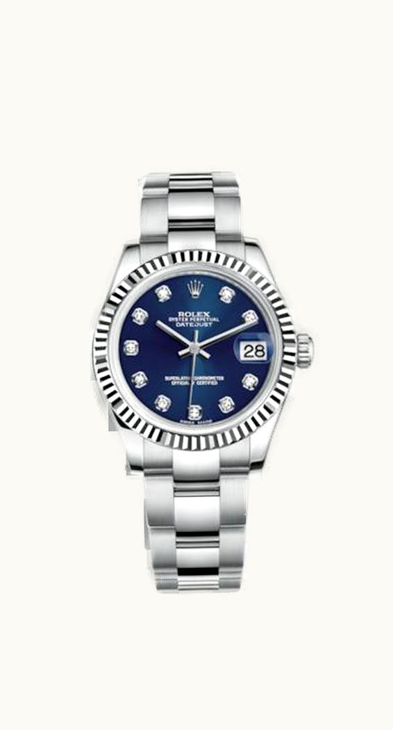 Rolex Datejust 31 Stainless Steel Fluted / Oyster / Blue - Diamond
