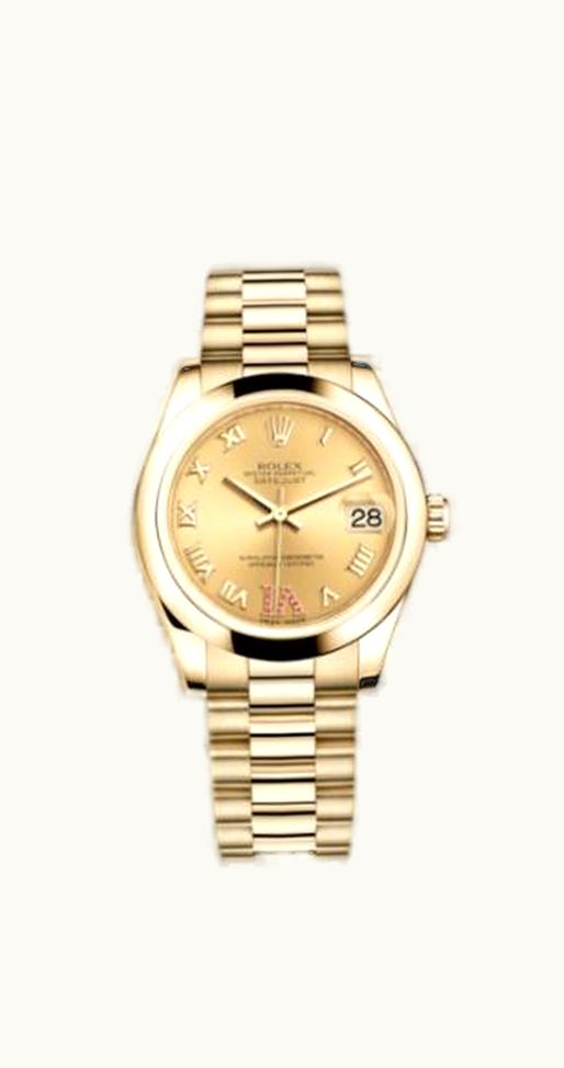 Rolex Datejust 31 Yellow Gold Domed / President / Champagne Roman
