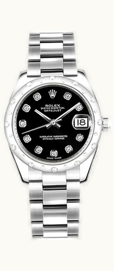 Rolex Datejust 31 Stainless Steel Domed Diamond / Oyster / Black - Diamond