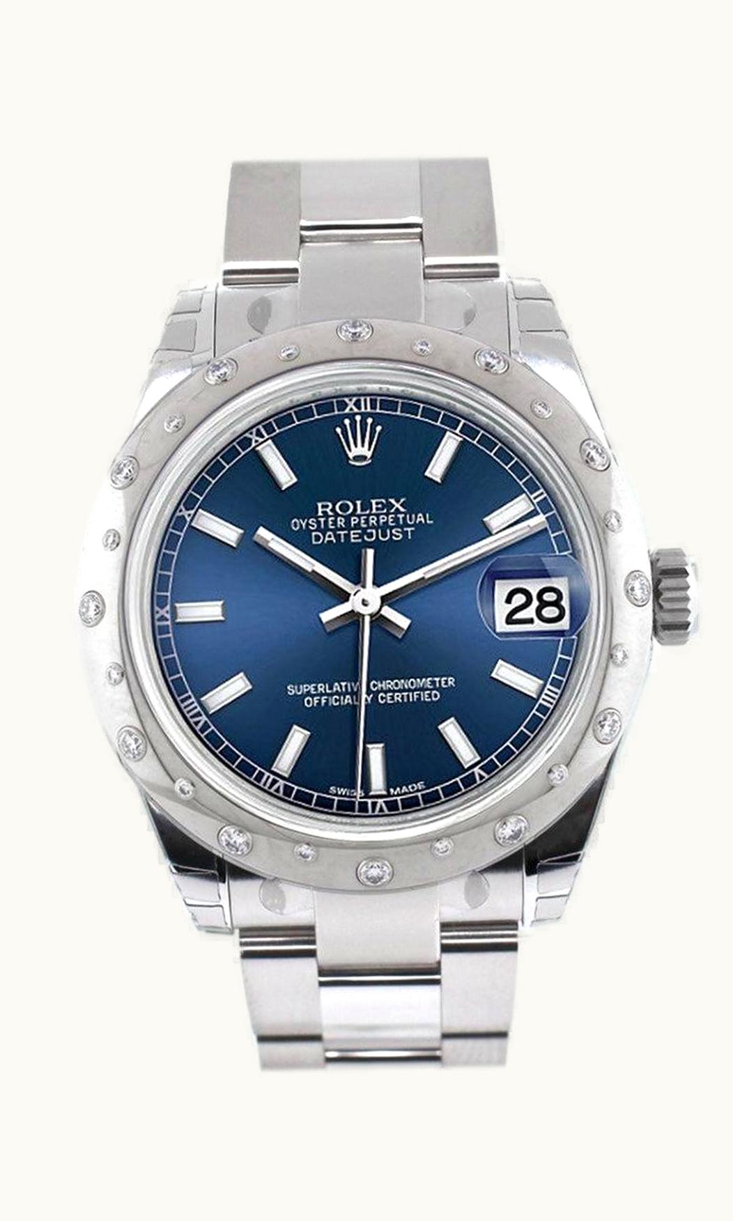Rolex Datejust 31 Stainless Steel Domed Diamond / Jubilee / Blue